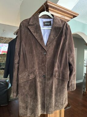 Style & Co. Brown Suede Trench Coat